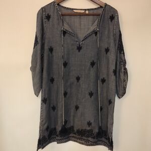 Soft Surroundings tunic denim embroidered Sz M